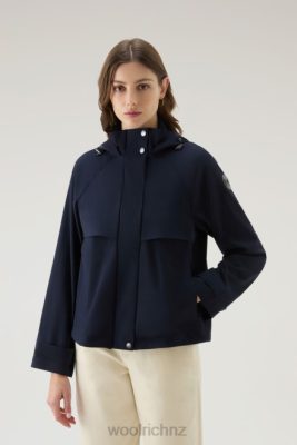 Woolrich Clothing - Woolrich Short Parka in Vitale Barberis Canonico Pure Virgin Wool with Hood Melton Blue Women DL82179 Clothing