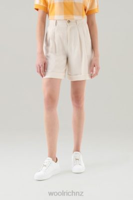 Woolrich Clothing - Woolrich Shorts in Linen Blend with Pockets Milky Cream Women DL82170 Clothing