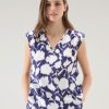 Woolrich Clothing - Woolrich Sleeveless Blouse in Pure Cotton Poplin Melton Blue Flower Women DL82101 Clothing