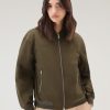 Woolrich Clothing - Woolrich Summer Bomber in Urban Touch Dark Green Women DL8259 Clothing