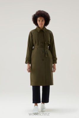 Woolrich Clothing - Woolrich Summer Trench in Urban Touch Fabric with Belted Waist Dark Green Women DL822 Clothing