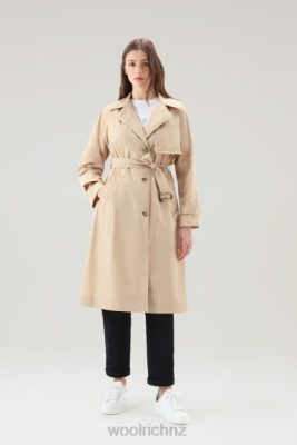 Woolrich Clothing - Woolrich Summer Trench in Urban Touch Fabric with Belted Waist Feather Beige Women DL8256 Clothing