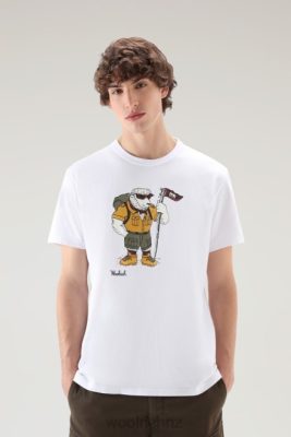 Woolrich Clothing - Woolrich T-shirt in Pure Cotton with Animated Sheep Logo Bright White Men DL82428 Clothing