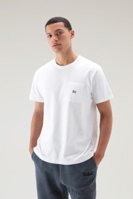Woolrich Clothing - Woolrich T-shirt in Pure Cotton with Chest Pocket Bright White Men DL82413 Clothing