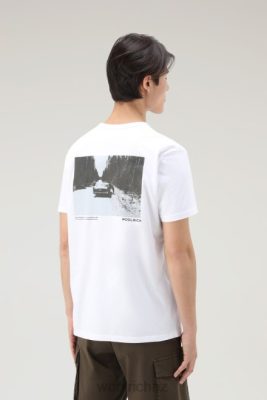 Woolrich Clothing - Woolrich T-shirt in Pure Cotton with Yellowstone Graphic Print Bright White Men DL82626 Clothing