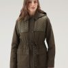 Woolrich Clothing - Woolrich Utility Jacket in Soft Eco Ramar with Hood Dark Green Women DL8247 Clothing