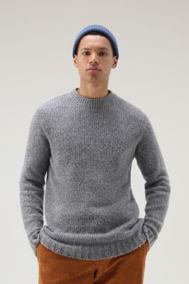 Woolrich Clothing - Woolrich Virgin Wool Hunter Crewneck Sweater Grey Melange Men DL82731 Clothing