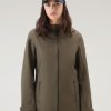 Woolrich Clothing - Woolrich Waterproof Leavitt Jacket with Hood Dark Green Women DL82107 Clothing