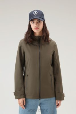 Woolrich Clothing - Woolrich Waterproof Leavitt Jacket with Hood Dark Green Women DL82107 Clothing