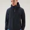 Woolrich Clothing - Woolrich Waterproof Pacific Hooded Jacket Melton Blue Men DL82374 Clothing