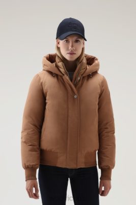 Woolrich Clothing - Woolrich Weoka Bomber in Soft Ottoman Fabric Dark Camel Women DL82284 Clothing