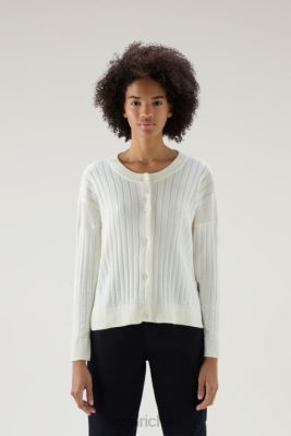 Woolrich Clothing - Woolrich Wide Ribbed Cardigan in Pure Cotton Bright White Women DL82122 Clothing