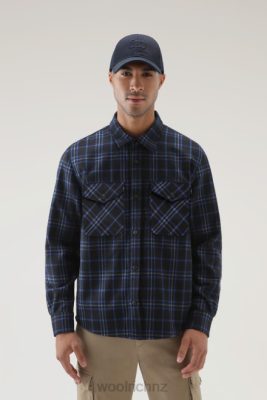 Woolrich Clothing - Woolrich Wool Blend Oxbow Flannel Overshirt-Made in USA Blue Check Men DL82857 Clothing