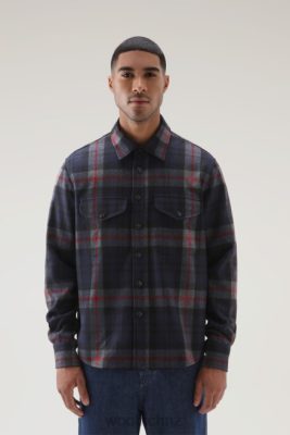 Woolrich Clothing - Woolrich Wool Blend Oxbow Flannel Overshirt-Made in USA Navy Check Men DL82824 Clothing