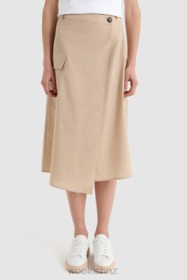 Woolrich Clothing - Woolrich Wrap Skirt in Pure Cotton Poplin Feather Beige Women DL82326 Clothing