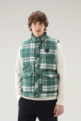 Woolrich NZ - Woolrich Aleutian Check Printed Quilted Vest in Pure Cotton Evergreen Check Men DL82460 Clothing
