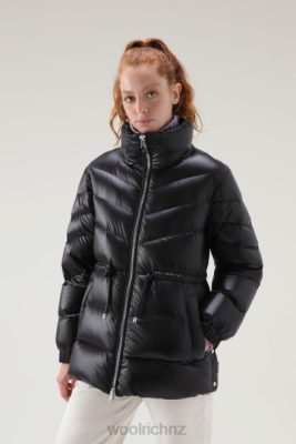 Woolrich NZ - Woolrich Aliquippa Silky Down Jacket with a Drawstring Waist Black Women DL82322 Clothing
