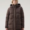 Woolrich NZ - Woolrich Alsea Hooded Down Jacket Soil Brown Women DL82313 Clothing