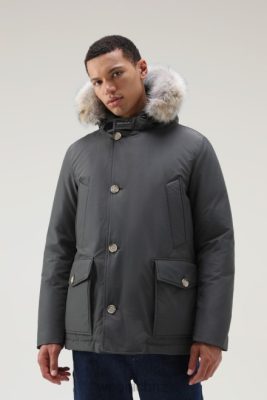 Woolrich NZ - Woolrich Arctic Anorak in Ramar Cloth with Detachable Fur Grey Shadow Men DL82850 Clothing