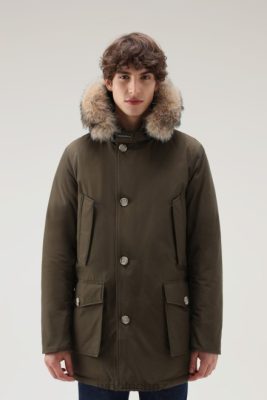 Woolrich NZ - Woolrich Arctic Parka in Ramar Cloth with Detachable Fur Trim Dark Green Men DL82844 Clothing