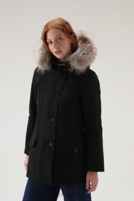 Woolrich NZ - Woolrich Arctic Parka in Ramar Cloth with Four Pockets and Detachable Fur Black Women DL82358 Clothing