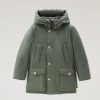 Woolrich NZ - Woolrich B Arctic Parka in Ramar with Protective Hood Thyme Green Boys DL82931 Clothing