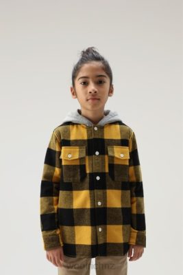 Woolrich NZ - Woolrich B Hooded Buffalo Check Overshirt Yellow Buffalo Boys DL82919 Clothing