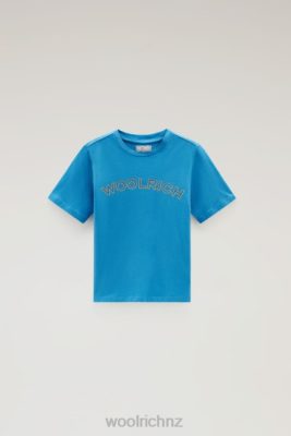 Woolrich NZ - Woolrich B Varsity Logo Tee in Pure Cotton Campanula Blue Boys DL82880 Clothing