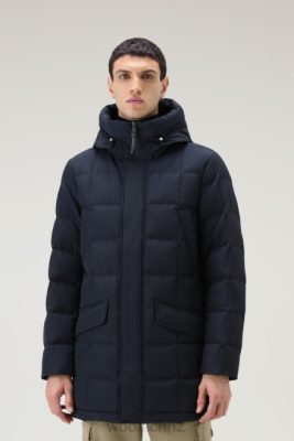 Woolrich NZ - Woolrich Blizzard Quilted Parka in Ramar Cloth Melton Blue Men DL82640 Clothing