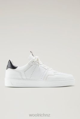 Woolrich NZ - Woolrich Classic Basket Sneakers in Soft Leather White Black Men DL82631 Footwear