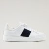 Woolrich NZ - Woolrich Classic Court Sneakers in Soft Leather with Contrast Suede Side Band White Indaco Men DL82784 Footwear
