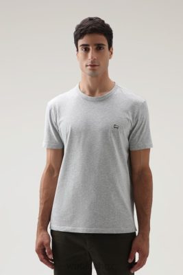 Woolrich NZ - Woolrich Cotton Sheep T-shirt Light Grey Melange Men DL82667 Clothing