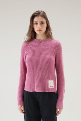 Woolrich NZ - Woolrich Crewneck Sweater in Pure Cotton with Natural Garment-Dye Finish Smoky Rose Women DL8273 Clothing