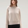 Woolrich NZ - Woolrich Crewneck Sweater in a Cotton Cashmere Blend Beige Melange Women DL8297 Clothing
