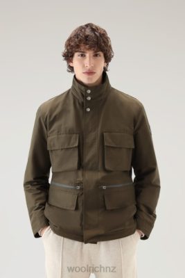 Woolrich NZ - Woolrich Cruiser Field Jacket in Light Eco Ramar with Foldable Hood Dark Green Men DL82568 Clothing
