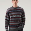 Woolrich NZ - Woolrich Fair Isle Crewneck in Virgin Shetland Wool Charcoal Men DL82673 Clothing