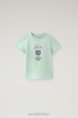 Woolrich NZ - Woolrich G Graphic Sheep T-Shirt in pure cotton Harbor Green Girls DL82898 Clothing