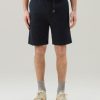 Woolrich NZ - Woolrich Garment-Dyed Chino Shorts in Stretch Cotton Melton Blue Men DL82433 Clothing