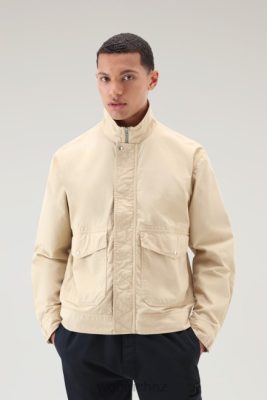 Woolrich NZ - Woolrich Garment-Dyed Crew Bomber Jacket in Pure Cotton Beach Sand Men DL82577 Clothing