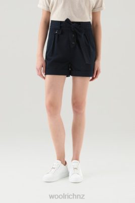 Woolrich NZ - Woolrich Garment-Dyed Shorts in Stretch Cotton Twill Melton Blue Women DL82169 Clothing