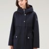 Woolrich NZ - Woolrich Havice Summer Parka in Pure Cotton Melton Blue Women DL8213 Clothing