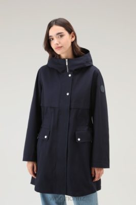 Woolrich NZ - Woolrich Havice Summer Parka in Pure Cotton Melton Blue Women DL8213 Clothing