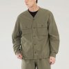 Woolrich NZ - Woolrich High Aeration Cardigan in Stretch Ripstop Olive Men DL82613 Clothing