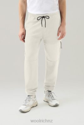 Woolrich NZ - Woolrich Jogger Pants in Cotton Fleece and Taslan Nylon Milky Cream Men DL82484 Clothing