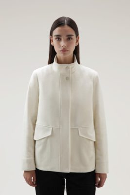 Woolrich NZ - Woolrich Kuna Jacket in Wool and Cashmere Blend Milky Cream Women DL82217 Clothing