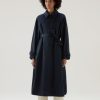 Woolrich NZ - Woolrich Lakeside Cotton Trench Coat Melton Blue Women DL82115 Clothing