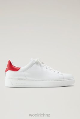 Woolrich NZ - Woolrich Leather Classic Court Sneakers with Contrasting Details White Green Men DL82550 Footwear