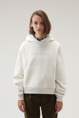 Woolrich NZ - Woolrich Logo Fleece Hoodie Milky Cream Women DL82244 Clothing