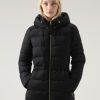 Woolrich NZ - Woolrich Luxury Parka Crafted with a Loro Piana Fabric in Wool and Silk Blend Black Women DL82283 Clothing
