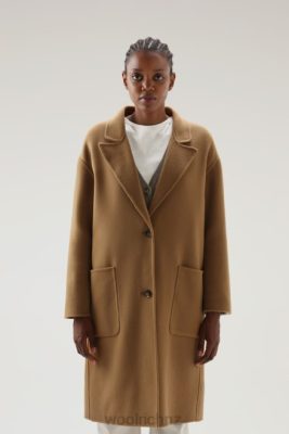 Woolrich NZ - Woolrich Manteco Virgin Double Wool Coat Dark Camel Women DL82307 Clothing